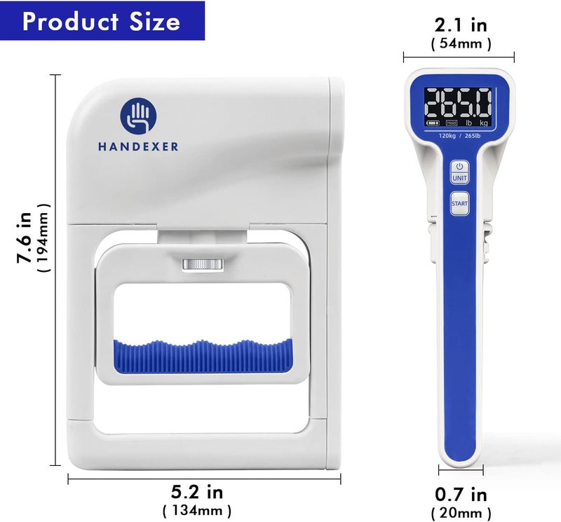 Handexer Grip Strength Tester 265lb/120kg, Digital Hand Dynamometer FDA Registered with Backlit LCD for Grip Strength Testing and Training - Image 3